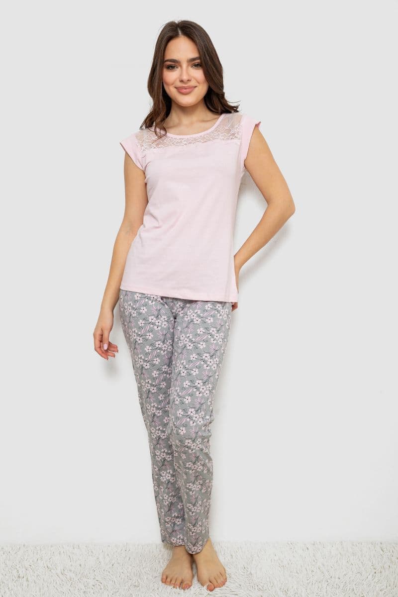 Жіноча піжама з принтом, колір рожевий, 243R1484-004 - зображення 1