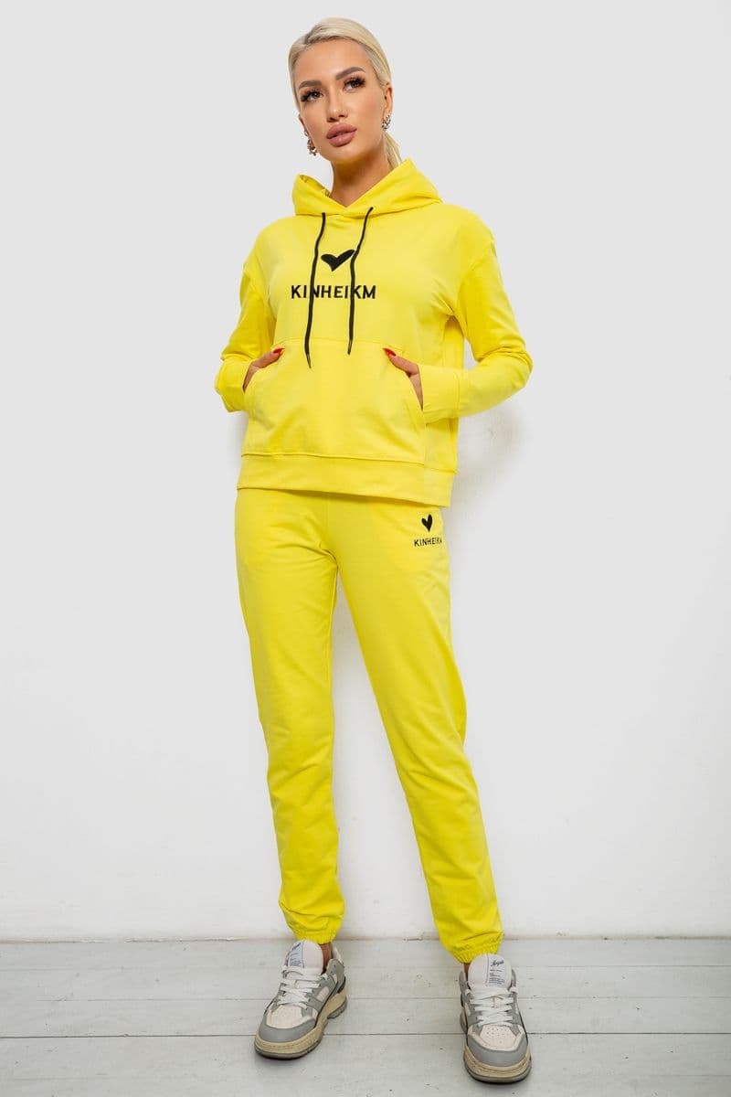 Спортивний костюм жіночий двонитка, колір жовтий, 214R1419-007 - зображення 1