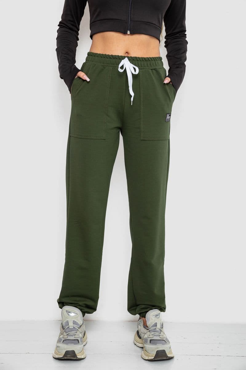 Спортивні штани жіночі, колір хакі, 247R4670 - зображення 1