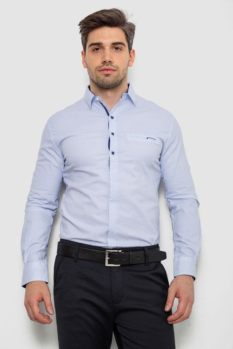 Сорочка чоловіча з принтом, колір білий, 214R7169 - зображення 1