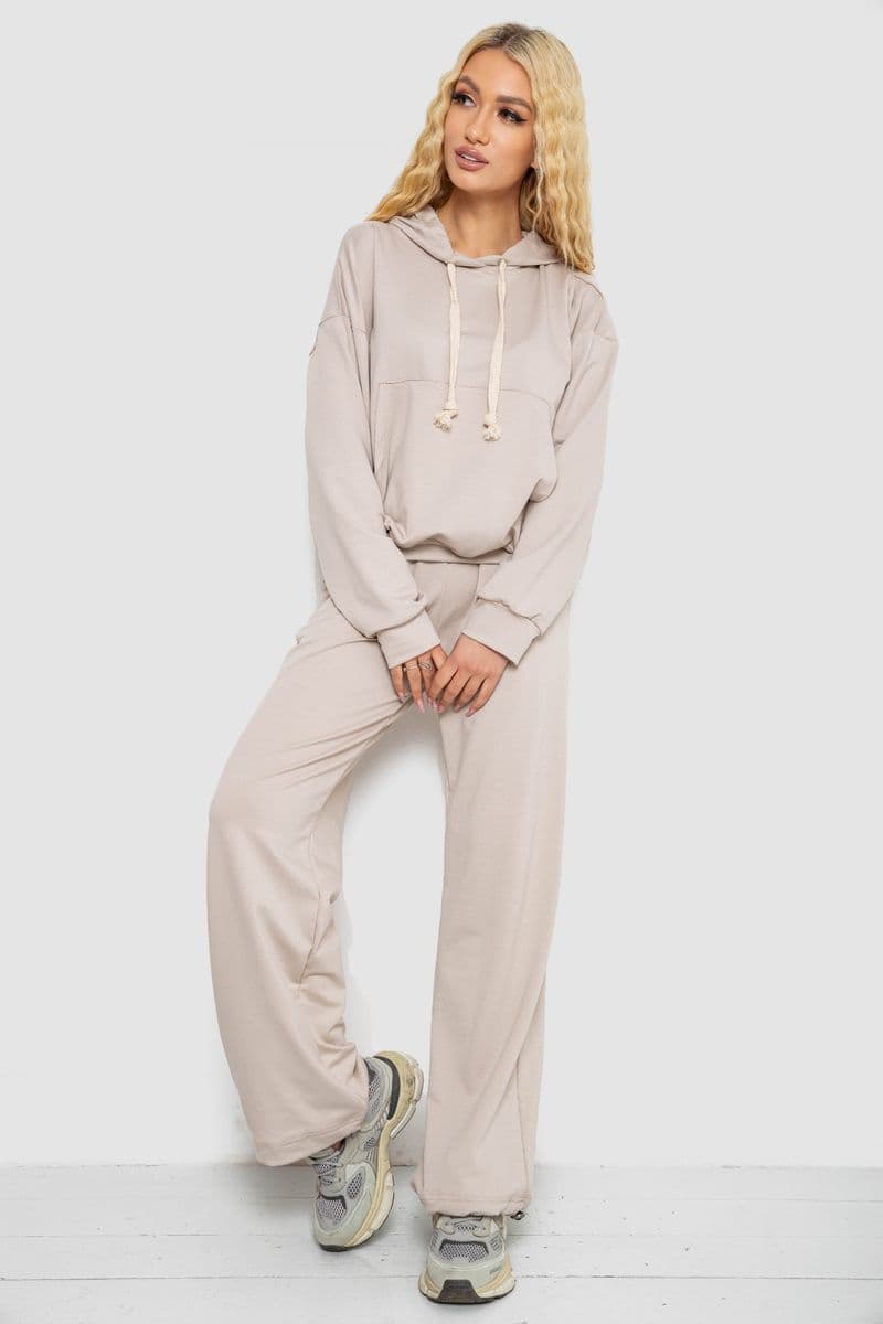 Спортивний костюм жіночий, колір світло-бежевий, 241R2001-11 - зображення 1