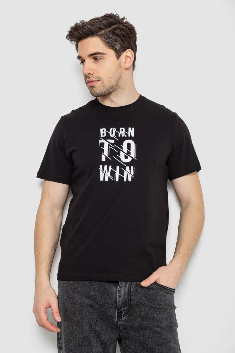 Футболка чоловіча з принтом, колір чорний, 241R1901 - зображення 1