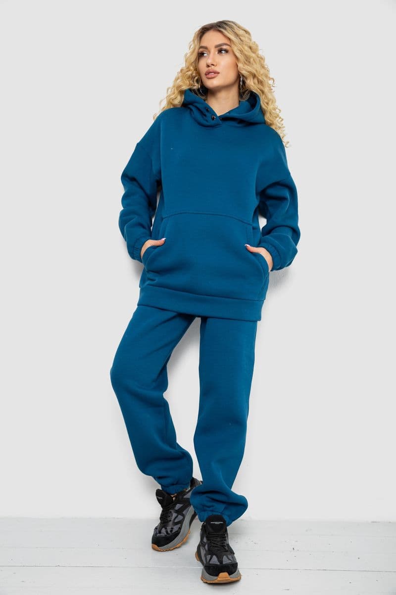 Спортивний костюм жіночий на флісі, колір петроль, 102R7711 - зображення 1