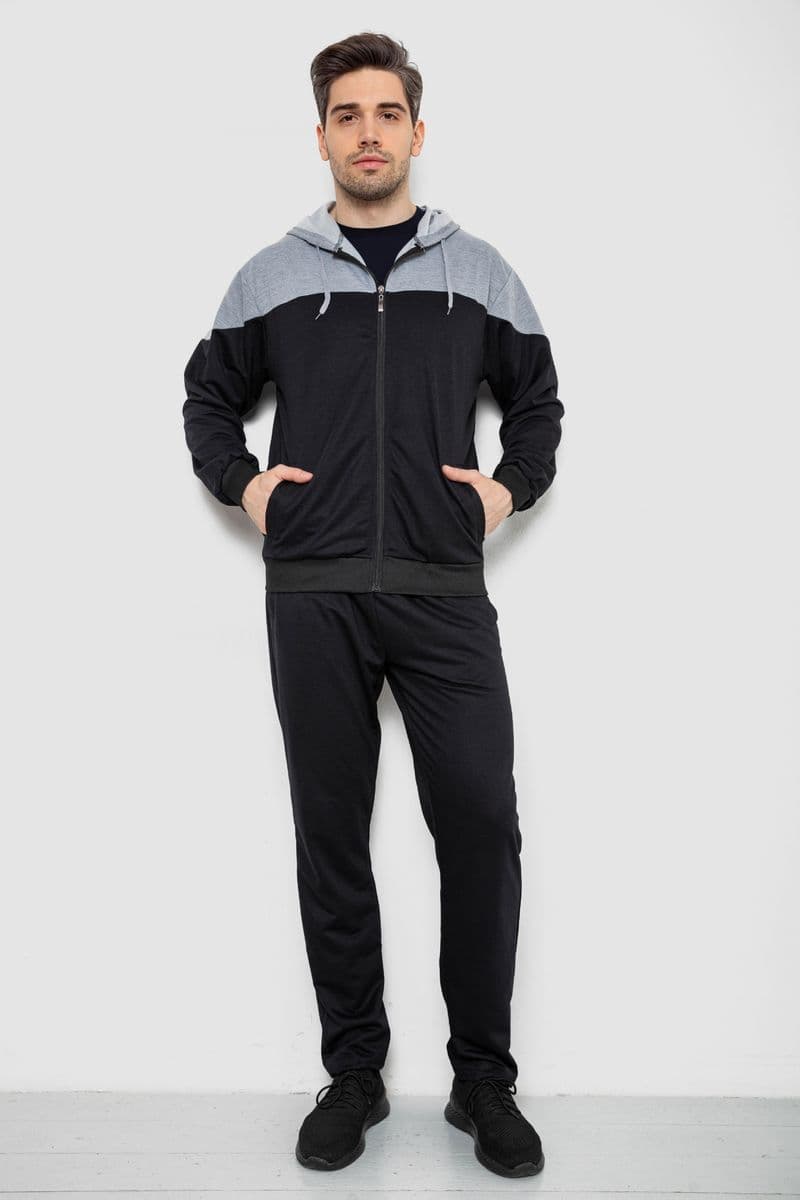 Спорт костюм чоловічий, колір чорно-сірий, 244R988 - зображення 1