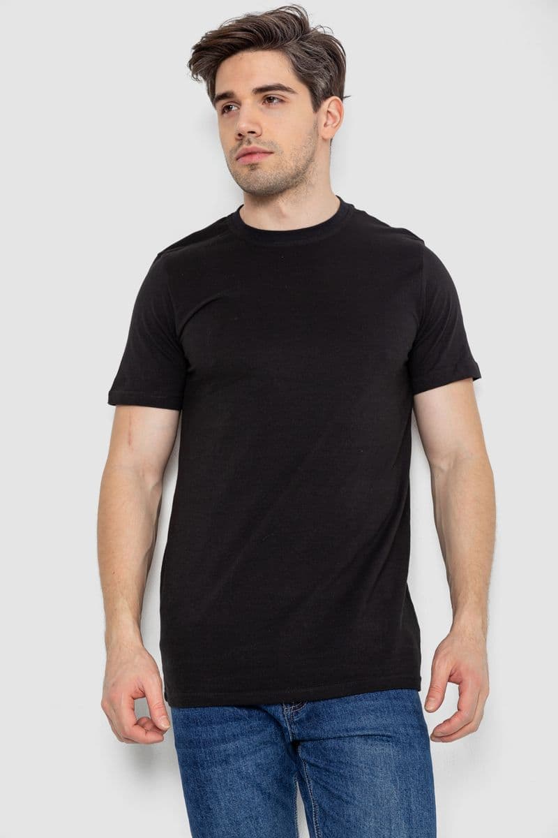 Футболка чоловіча базова білизняна, колір чорний, 244R121 - зображення 1