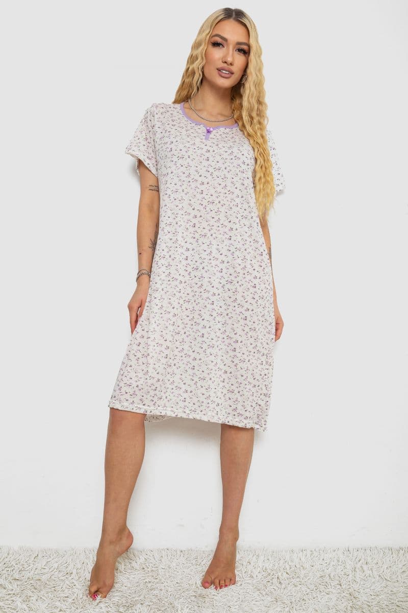 Нічна сорочка, колір біло-бузковий, 238R58367 - зображення 1