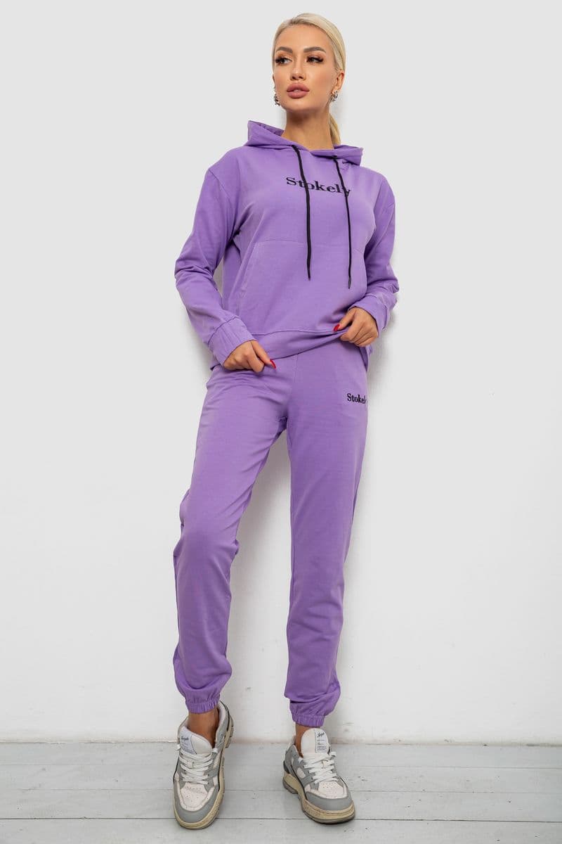 Спортивний костюм жіночий двонитка, колір бузковий, 214R1419-006 - зображення 1