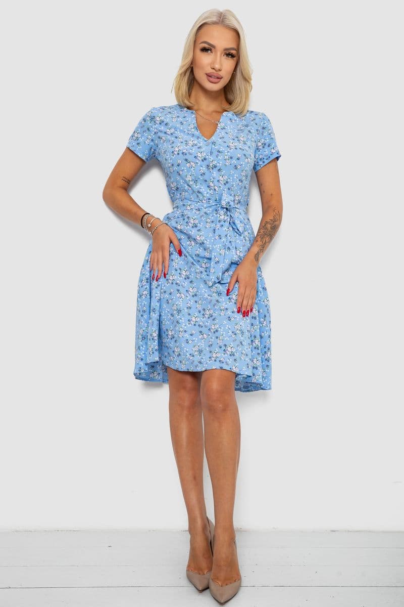 Сукня софт з принтом, колір блакитний, 230R0032 - зображення 1