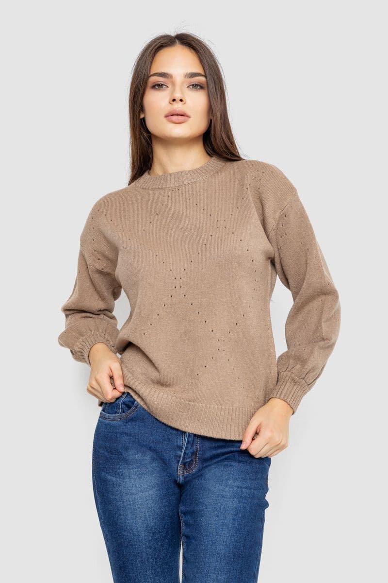Светр жіночий, колір темно-бежевий, 244R2026-8 - зображення 1
