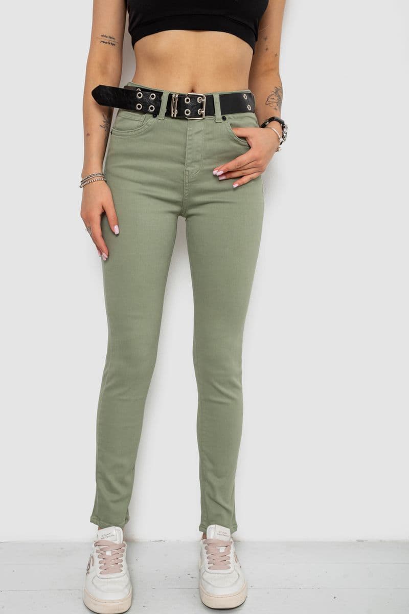 Джинси жіночі Skinny Американки, колір оливковий, 182R00252 - зображення 1