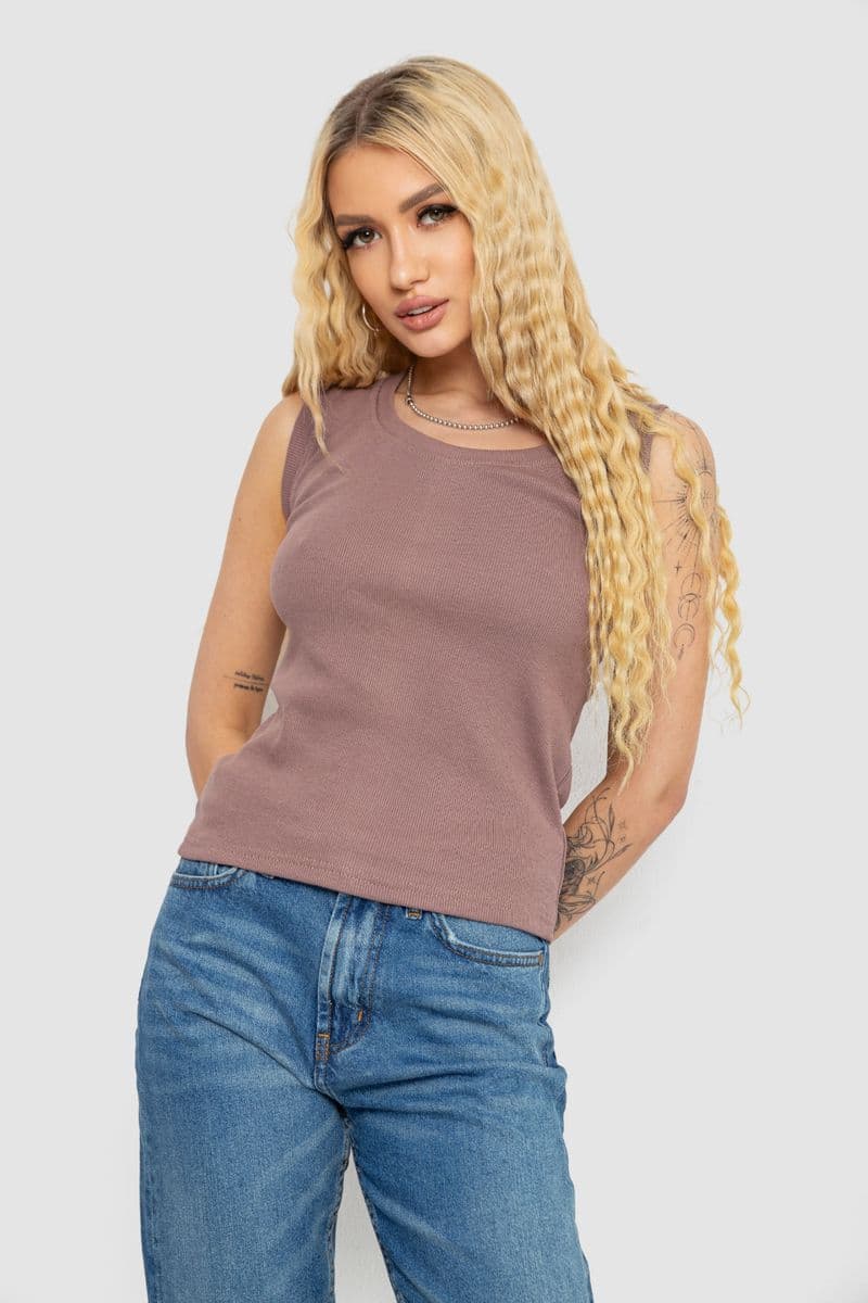 Майка жіноча в рубчик, колір мокко, 238R117 - зображення 1