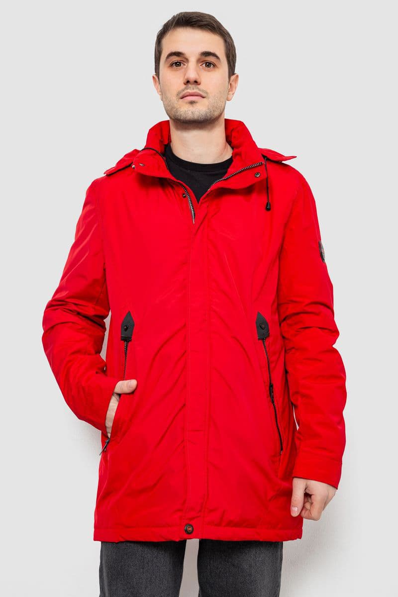 Куртка чоловіча демісезонна з капюшоном, колір червоний, 244R0221AL - зображення 1