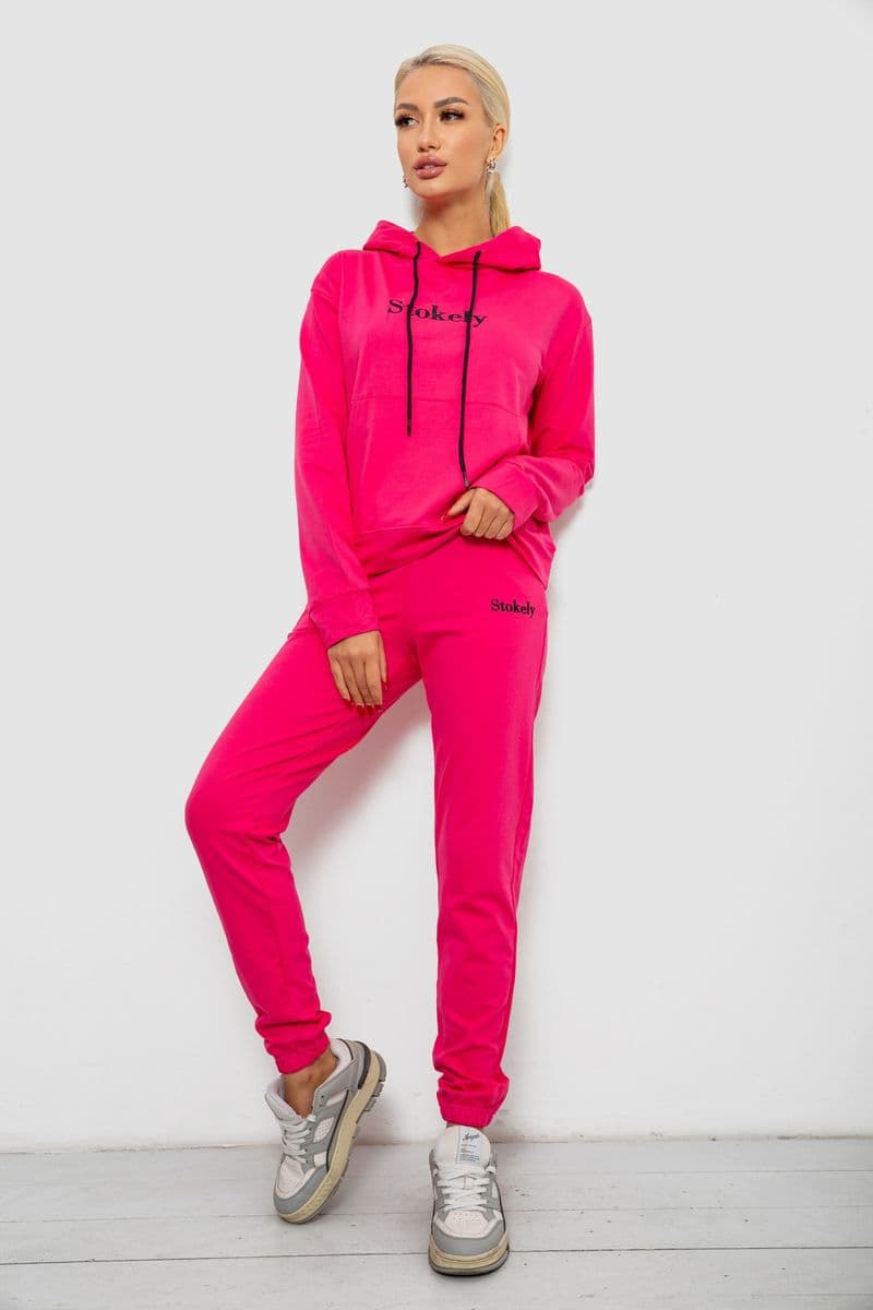 Спортивний костюм жіночий двонитка, колір рожевий, 214R1419-006 - зображення 1