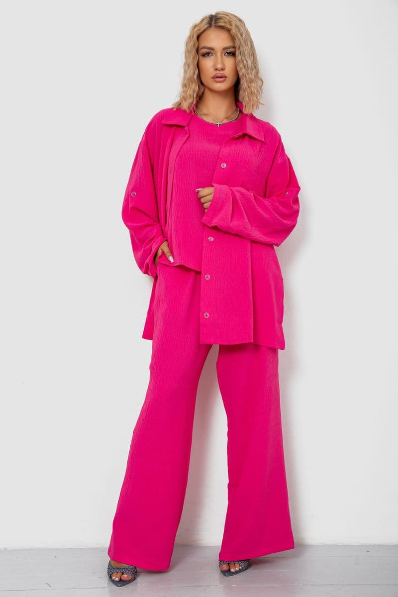 Костюм жіночий трійка, колір рожевий, 102R5255 - зображення 1