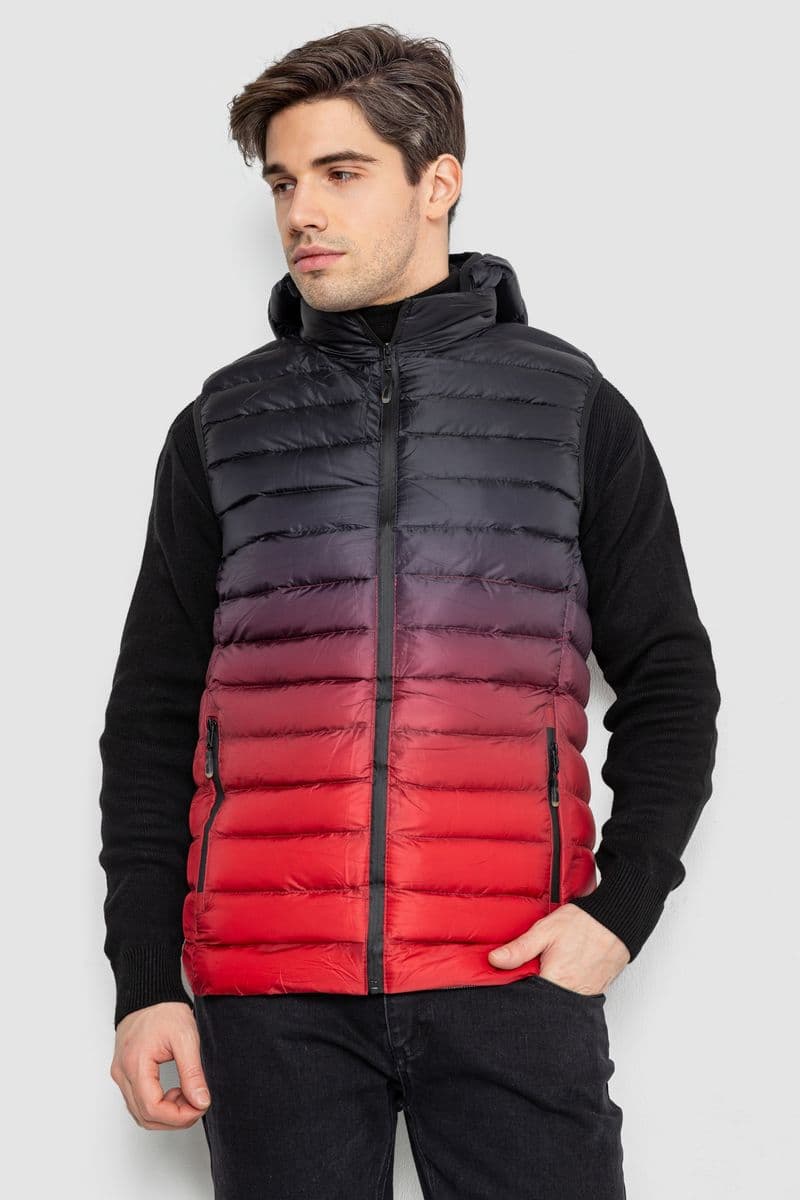 Жилетка чоловіча демісезонна, колір чорно-червоний, 244RC999 - зображення 1