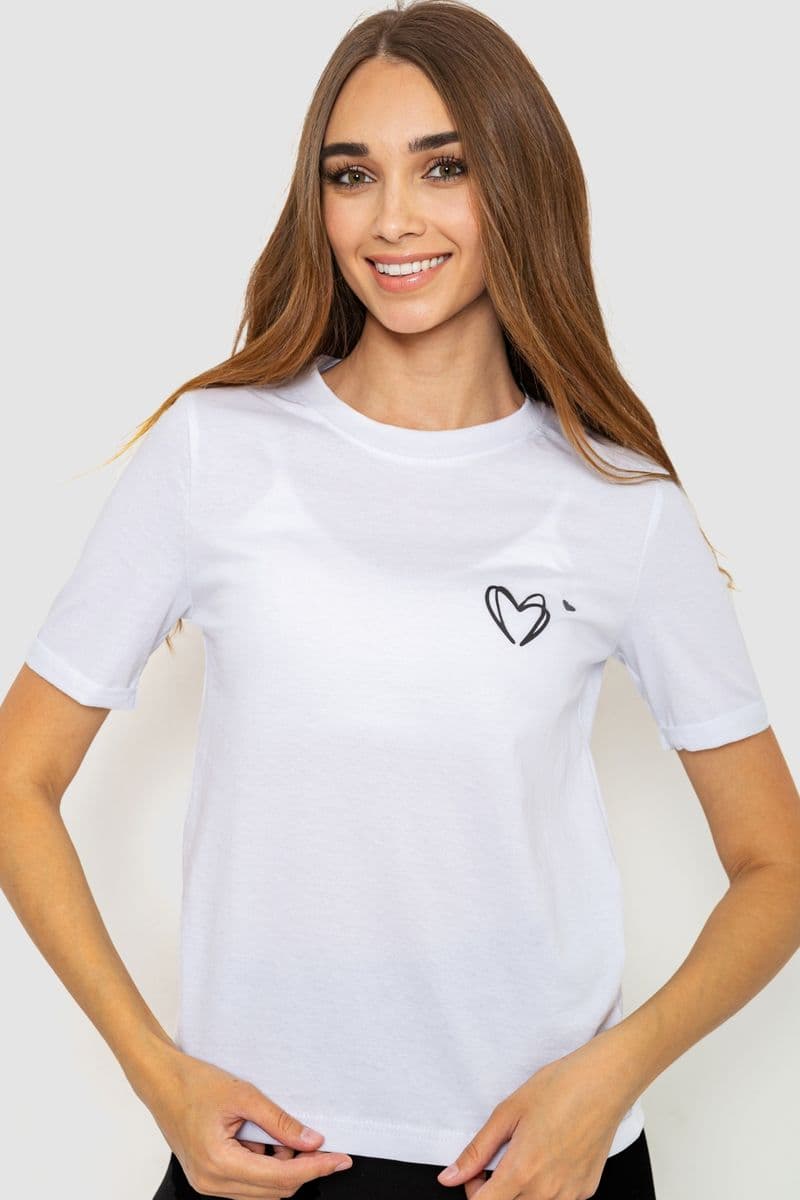 Жіноча футболка з принтом, колір білий, 241R122 - зображення 1