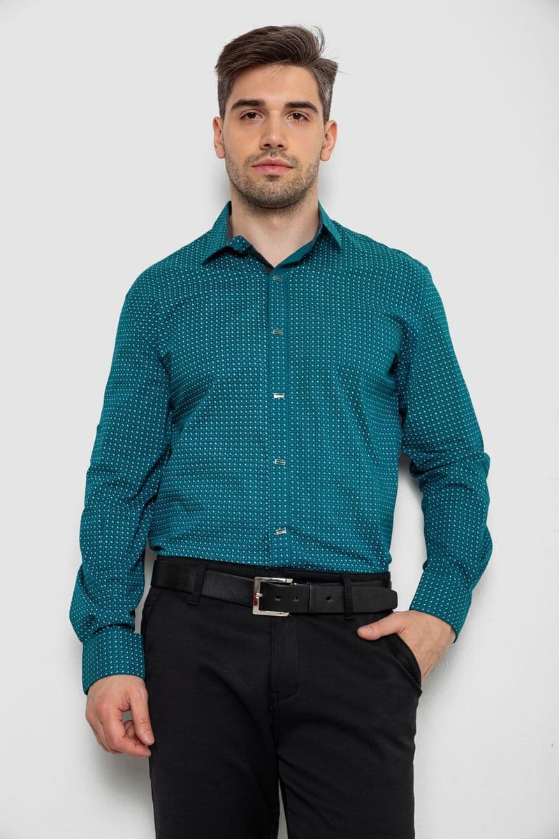 Сорочка чоловіча з довгим рукавом, колір зелений, 214R7470 - зображення 1