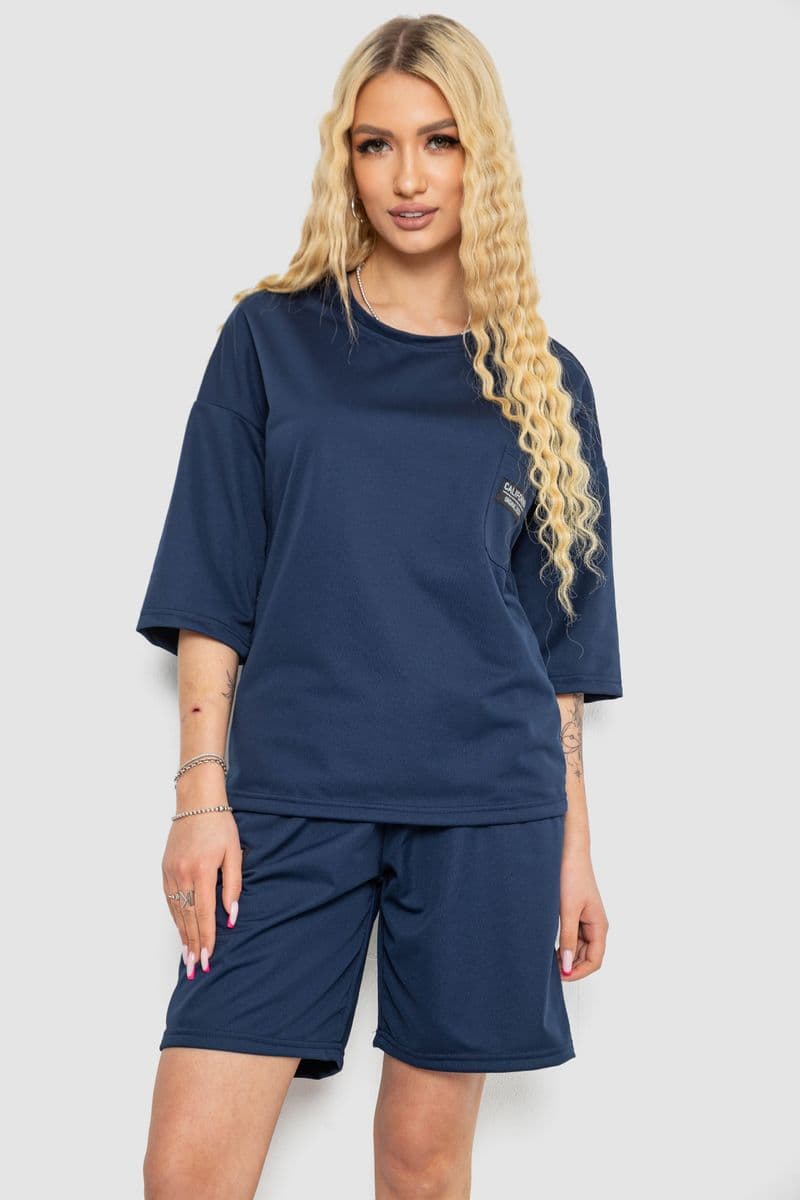 Костюм жіночий однотонний, колір синій, 238R116 - зображення 1