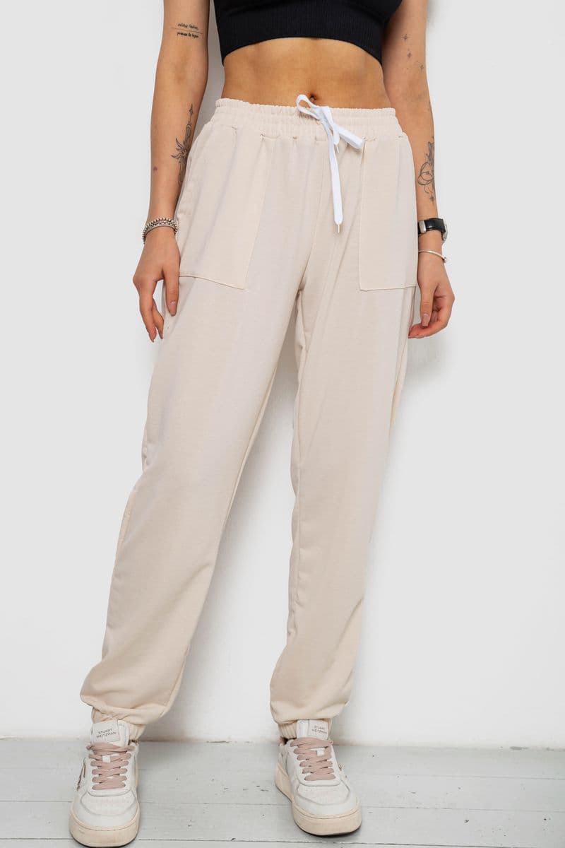 Спортивні штани жіночі, колір світло-бежевий, 238R347 - зображення 1