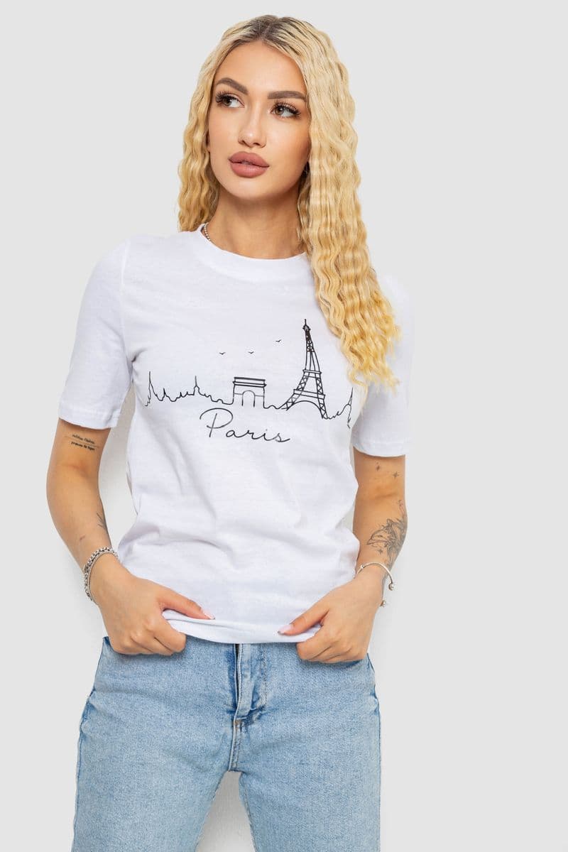 Футболка жіноча з принтом, колір білий, 241R132 - зображення 1