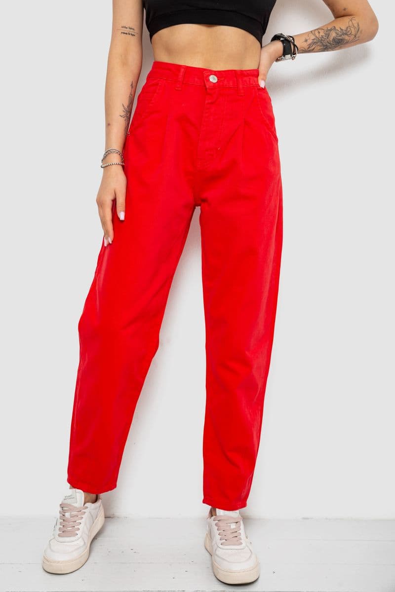 Джинси жіночі, колір червоний, 182R1621 - зображення 1