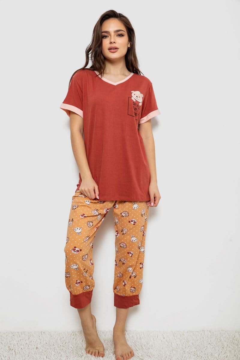Піжама жіноча, колір теракотовий, 243R1602-017 - зображення 1