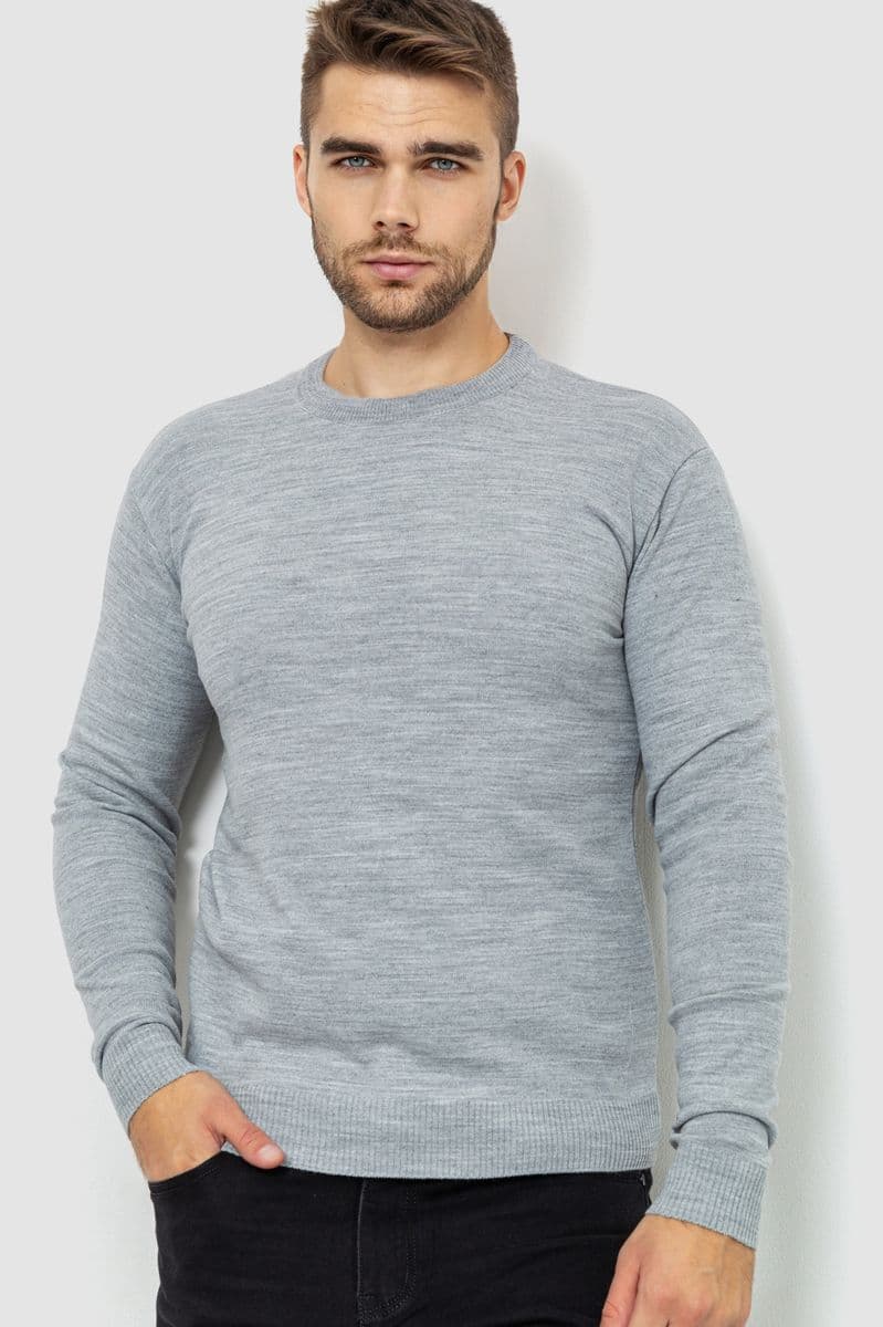 Светр чоловічий однотонний, колір світло-сірий, 161R1770-1 - зображення 1