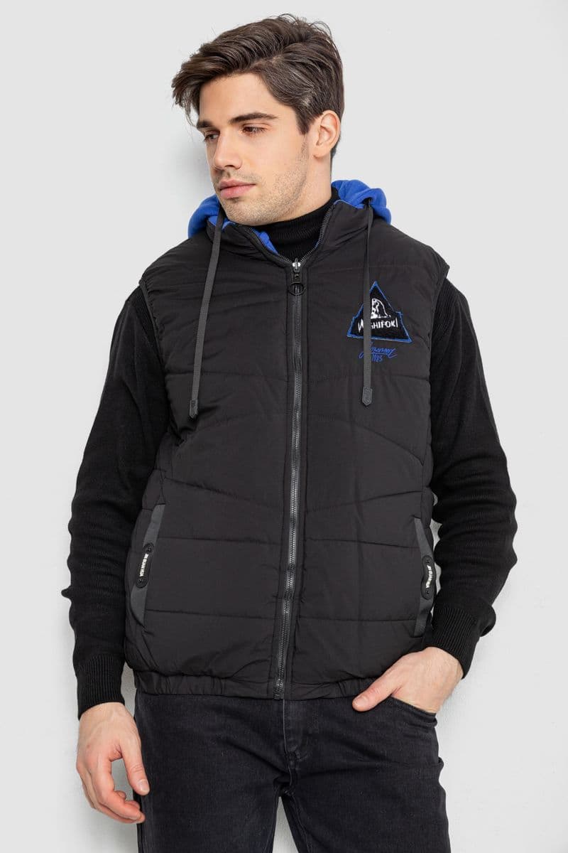 Жилетка чоловіча демісезонна двостороння, колір чорно-синій, 244R99002 - зображення 1