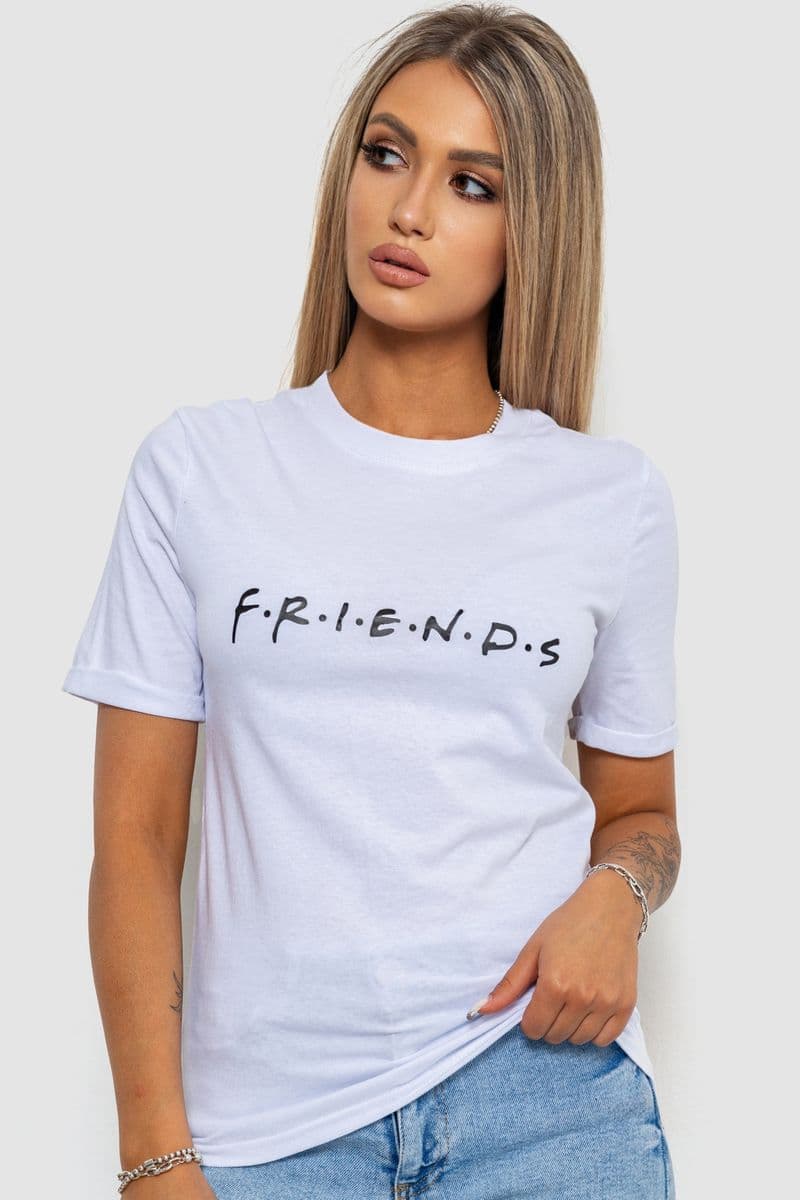 Футболка жіноча з принтом, колір білий, 238R57396 - зображення 1