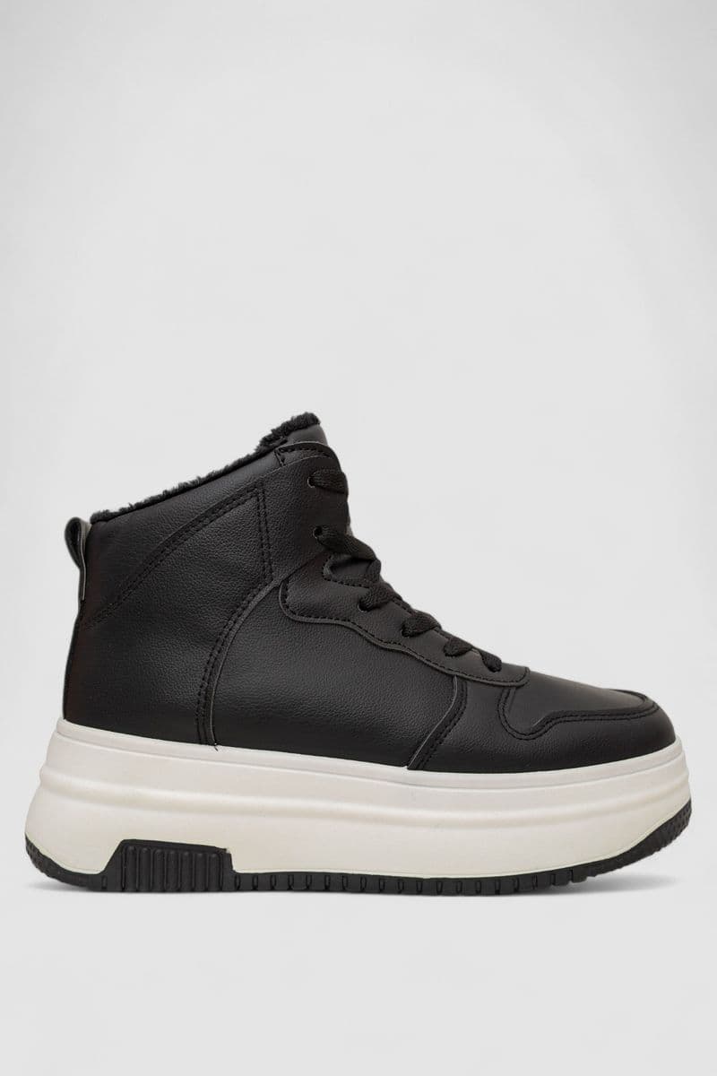 Кросівки жіночі зимові на хутрі, колір чорно-білий, 248RAM01 - зображення 1