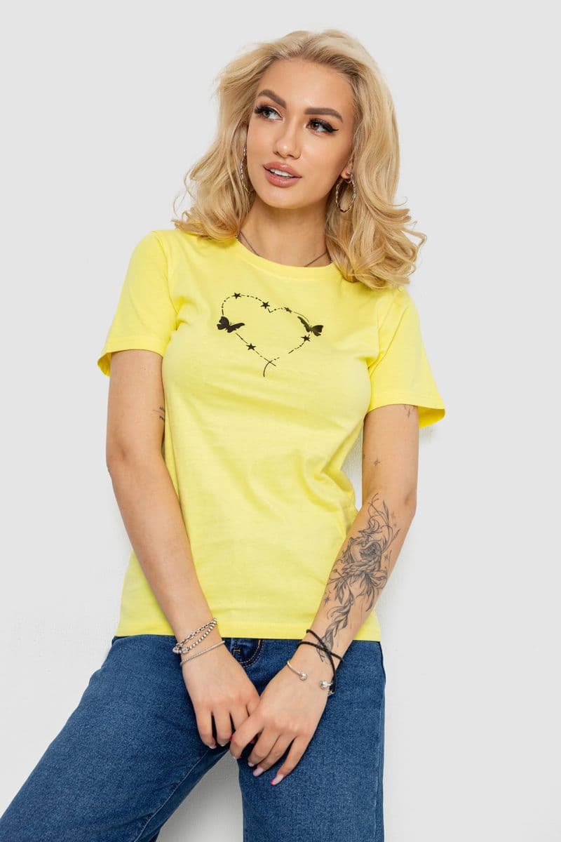 Футболка жіноча з принтом, колір жовтий, 238R559 - зображення 1