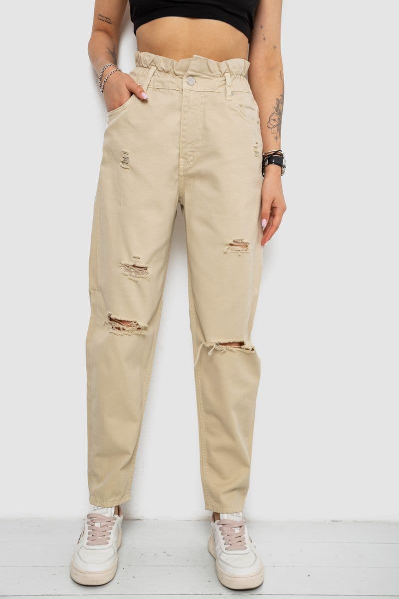 Джинси жіночі, колір бежевий, 182R1601-1 - зображення 1