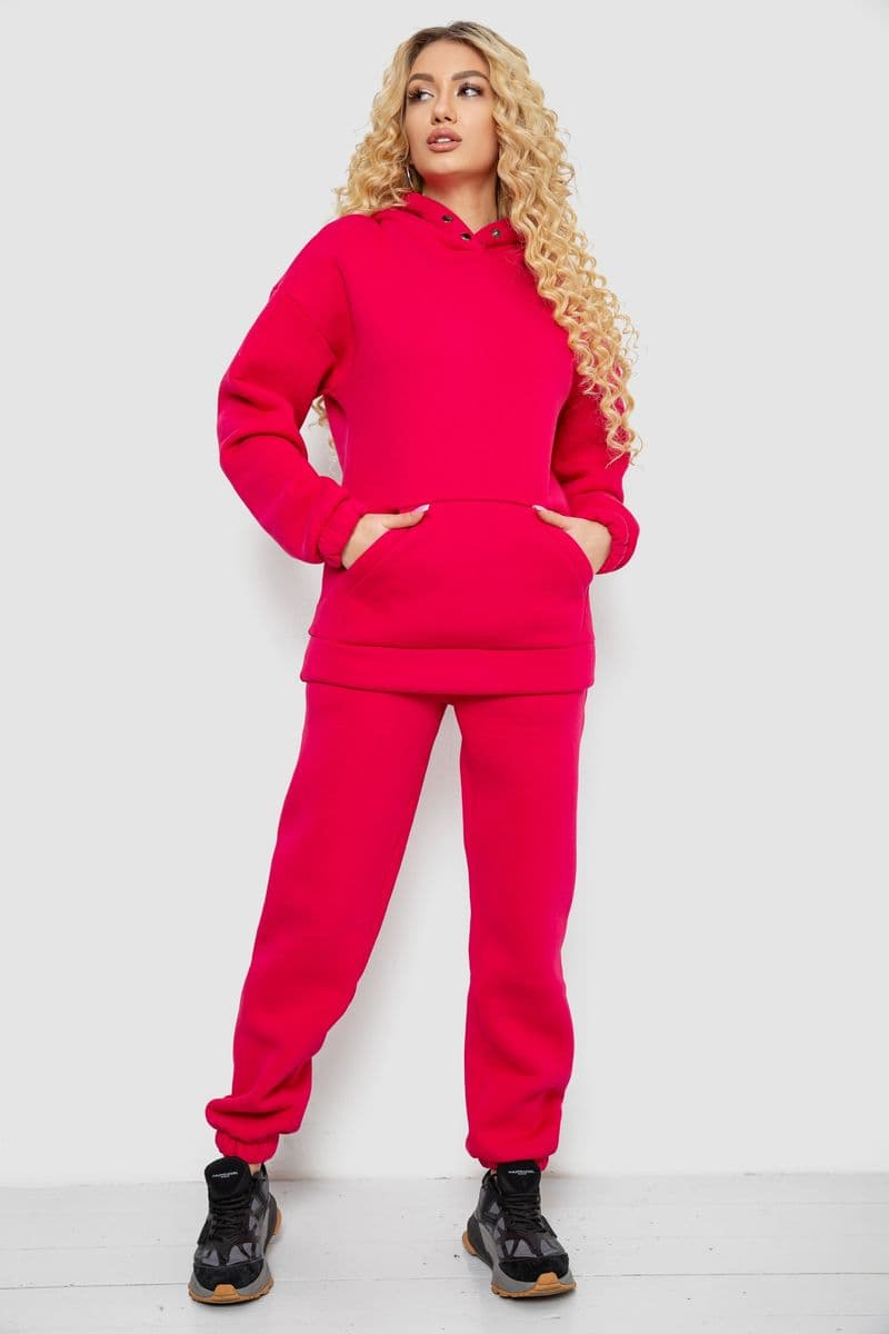 Спортивний костюм жіночий на флісі, колір малиновий, 102R7711 - зображення 1