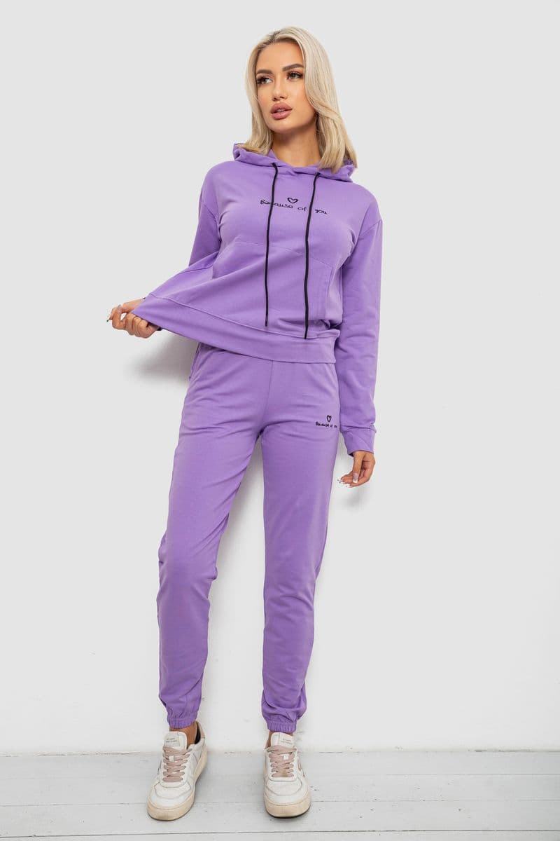 Спортивний костюм жіночий двонитка, колір бузковий, 214R1419-002 - зображення 1