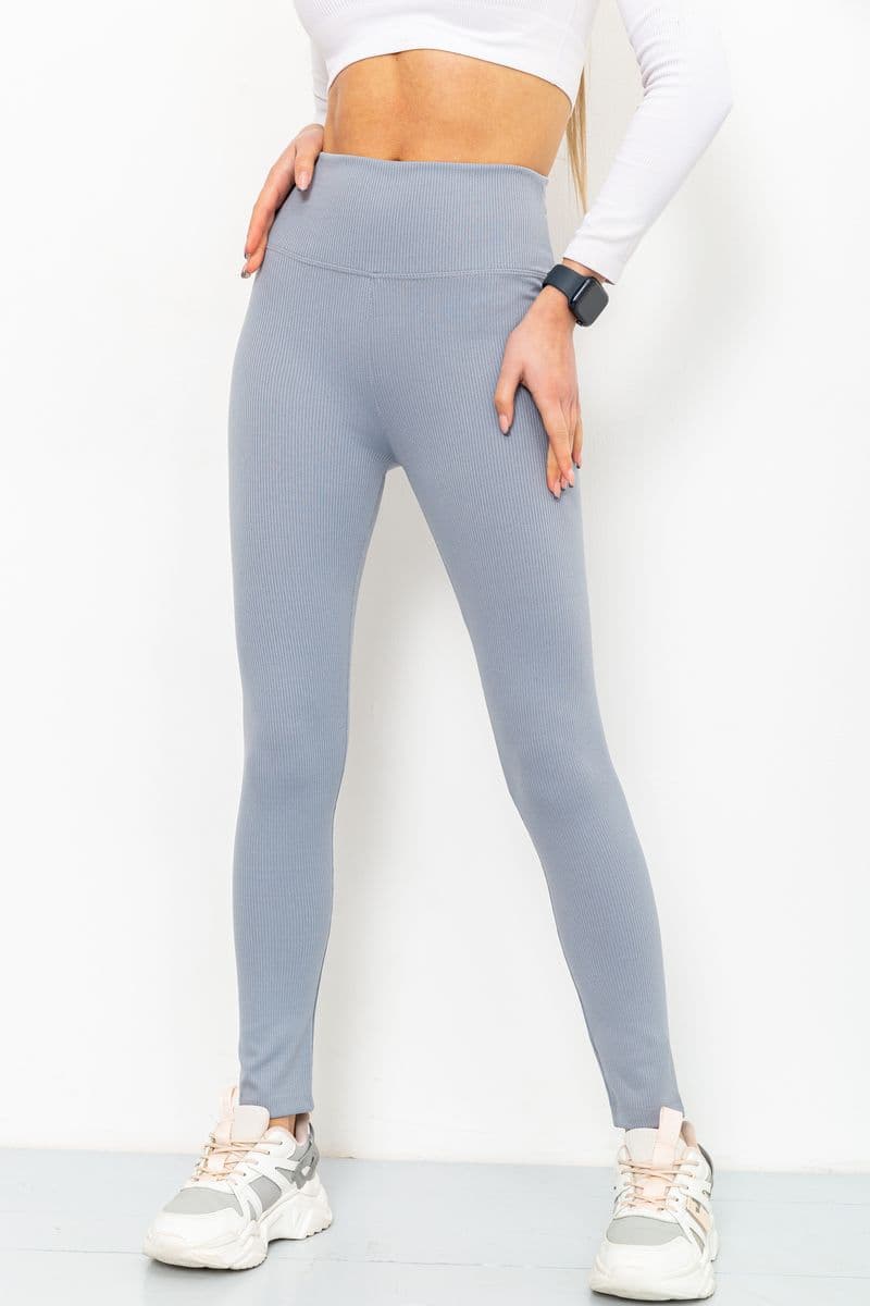 Лосини в рубчик, колір світло-сірий, 221R003 - зображення 1