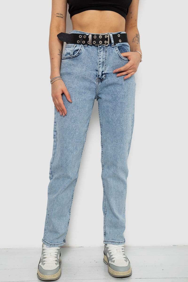 Джинси жіночі MOM стрейч, колір блакитний, 244R00653 - зображення 1