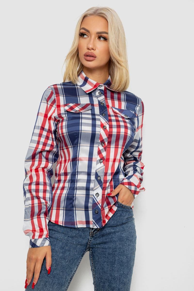 Сорочка жіноча в смужку, колір синій, 230R064-2 - зображення 1