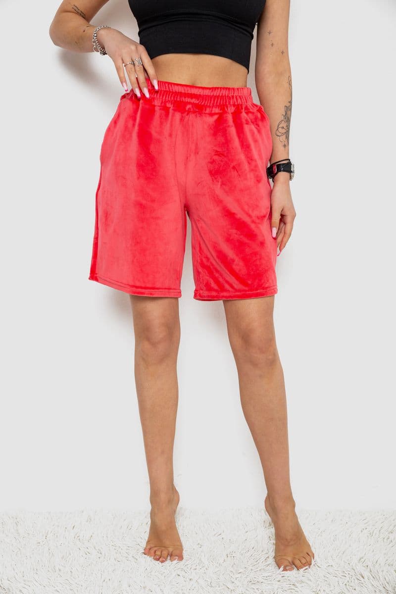 Шорти жіночі велюрові, колір кораловий, 238R106 - зображення 1