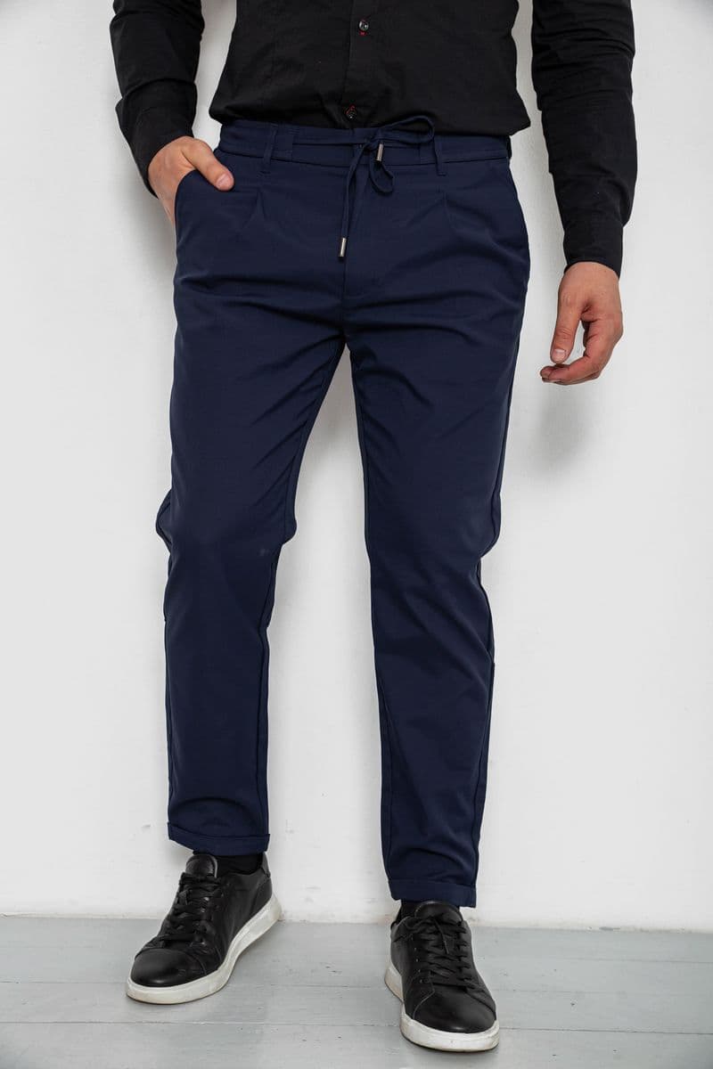 Штани чоловічі класичні однотонні, колір синій, 157RU02-006 - зображення 1