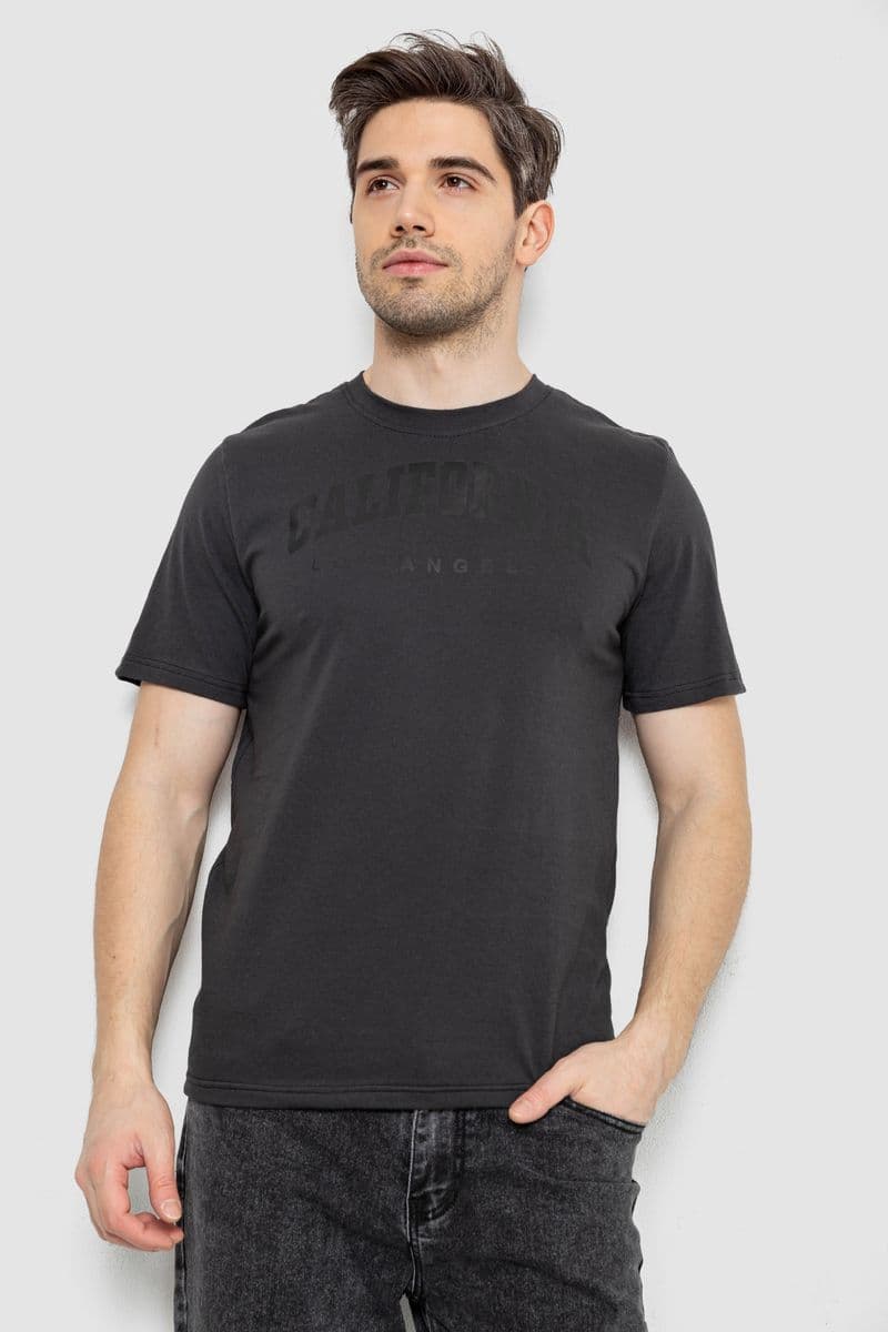 Футболка чоловіча з принтом, колір темно-сірий, 241R1908 - зображення 1
