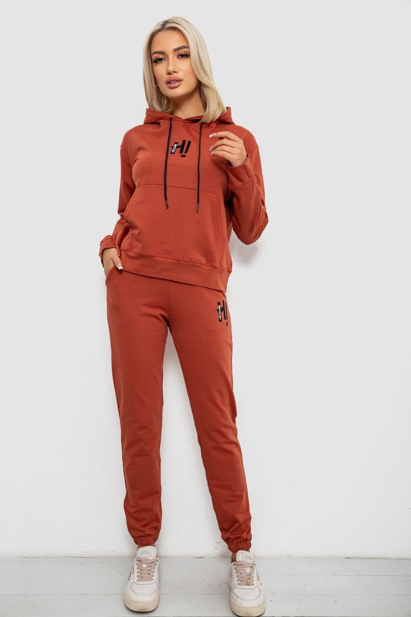 Спортивний костюм жіночий двонитка, колір теракотовий, 214R1419-003 - зображення 1