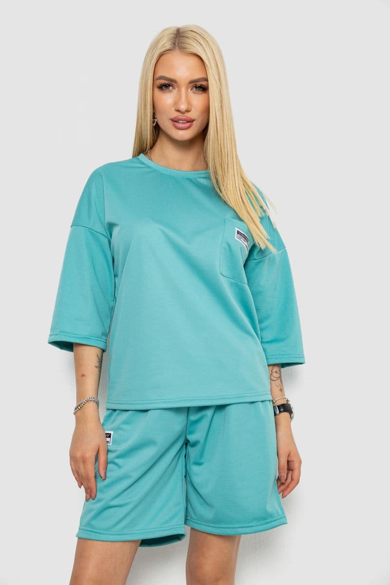 Костюм жіночий однотонний, колір оливковий, 238R116-1 - зображення 1