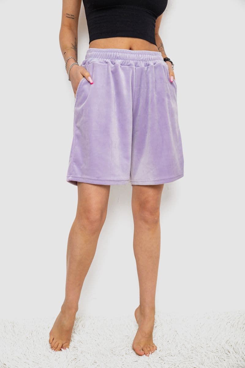 Шорти жіночі велюрові, колір світло-бузковий, 238R106 - зображення 1
