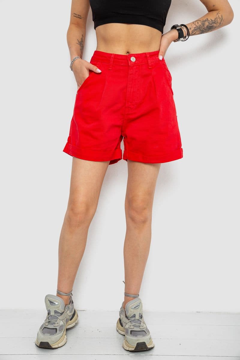 Шорти жіночі джинсові, колір червоний, 182R1664 - зображення 1