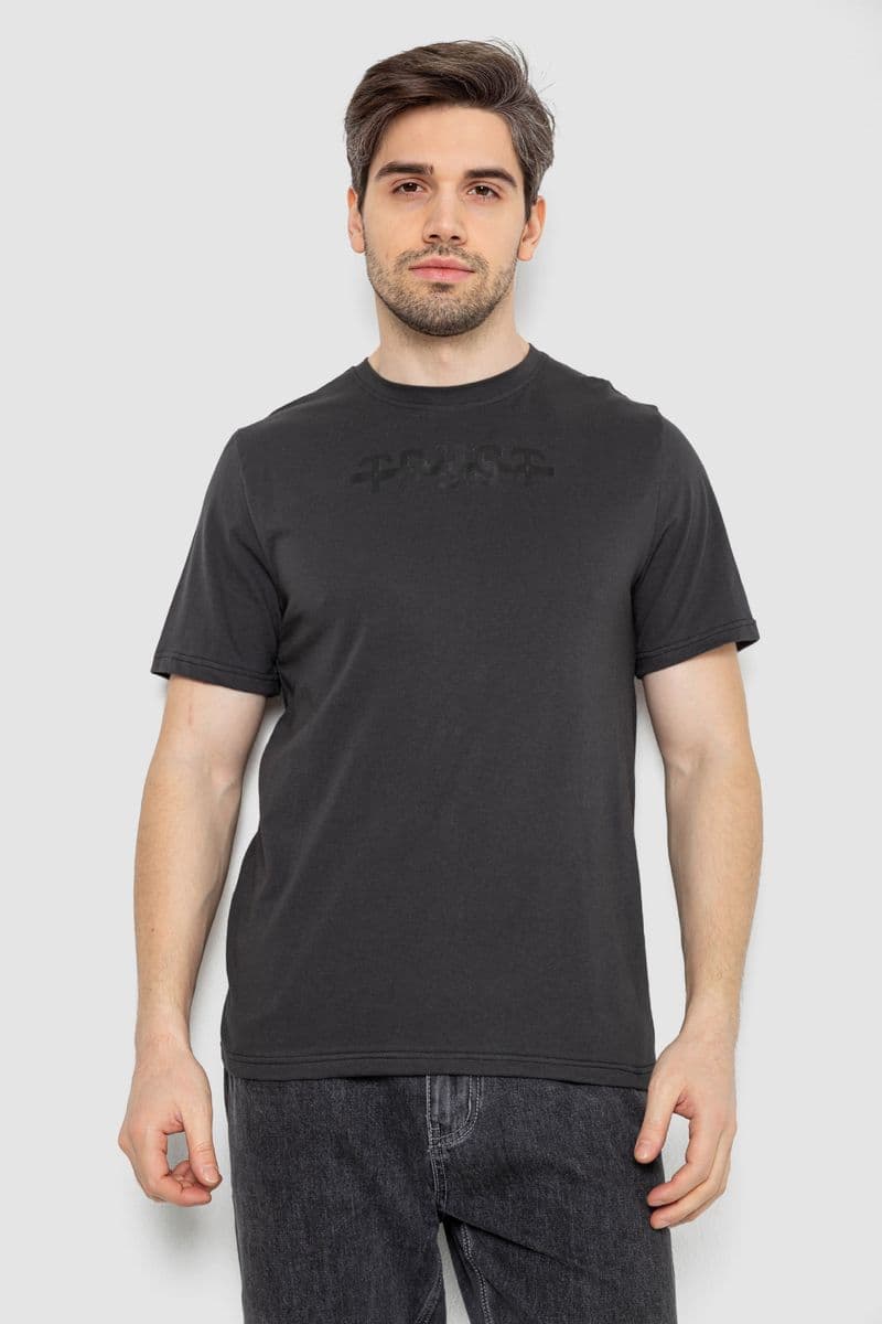 Футболка чоловіча з принтом, колір темно-сірий, 241R1902 - зображення 1