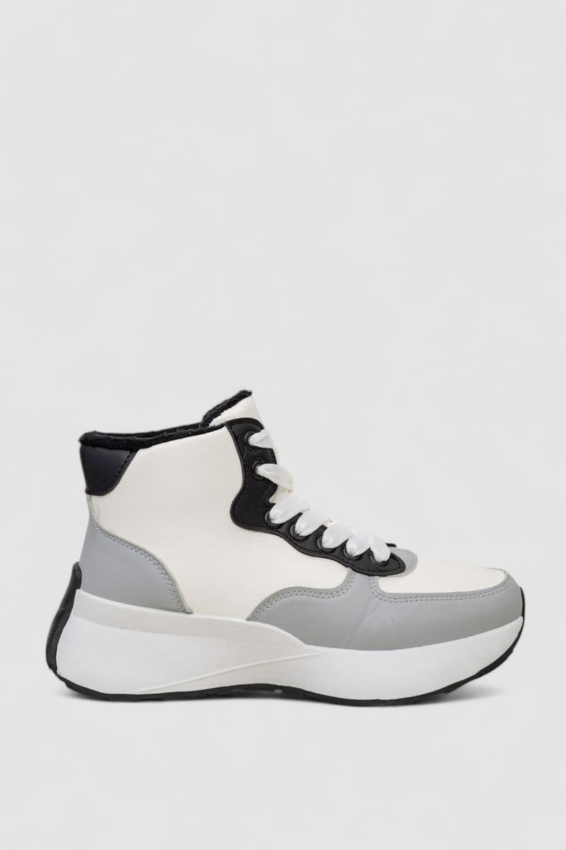 Кросівки жіночі зимові на хутрі, колір біло-сірий, 248RXM19-86 - зображення 1