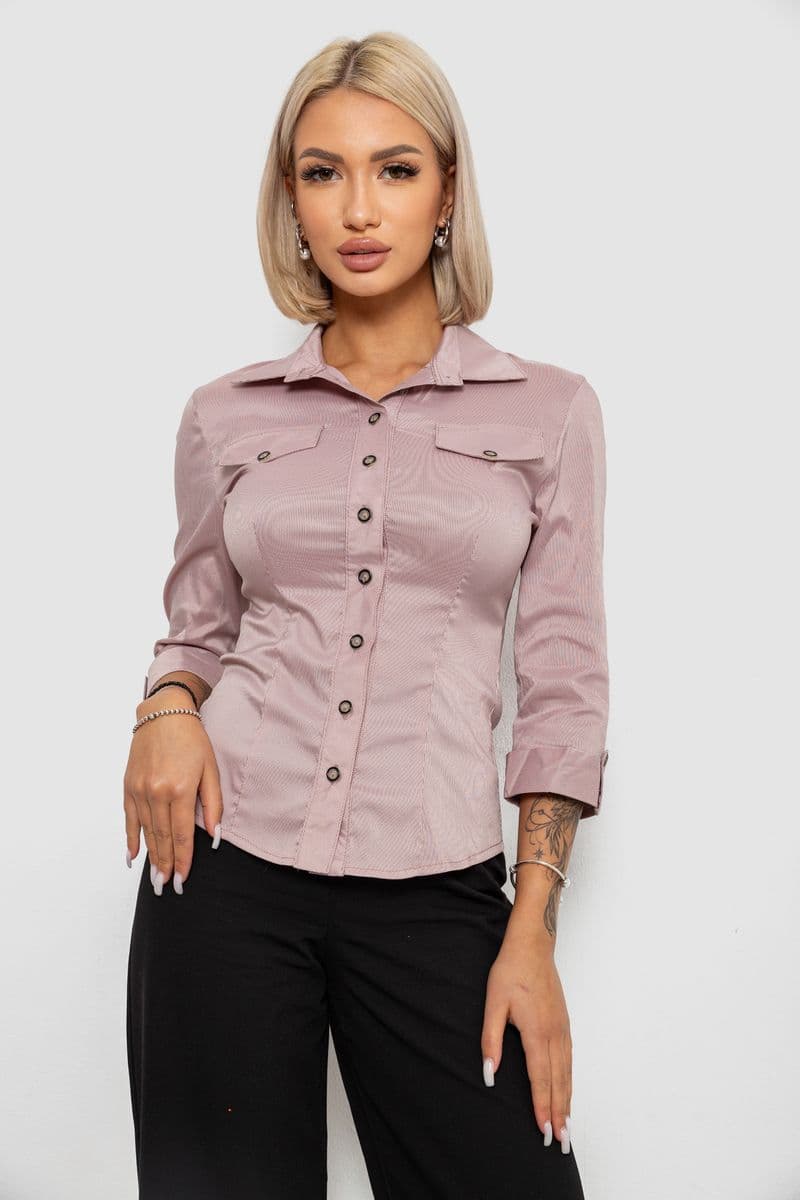 Сорочка класична в смужку, колір темно-пудровий, 230R643 - зображення 1