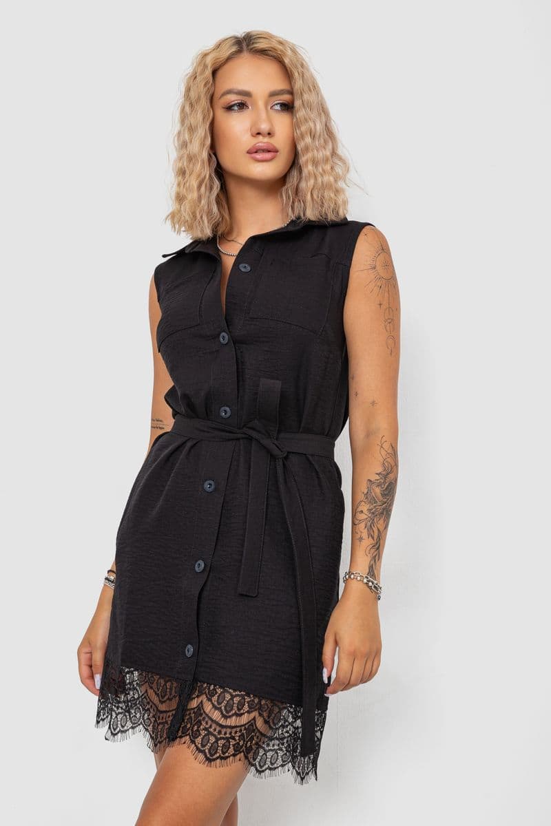 Сукня на ґудзиках, колір чорний, 102R388 - зображення 1