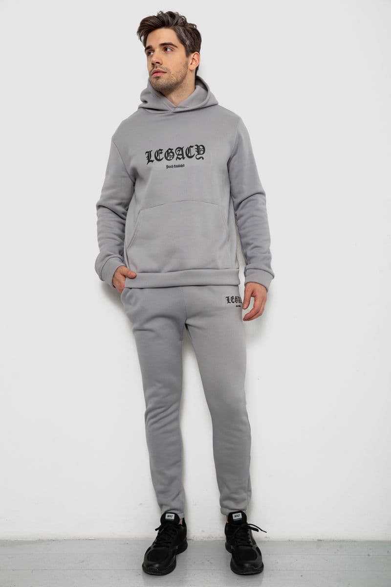 Спортивний костюм чоловічий на флісі, колір сірий, 238R57046 - зображення 1