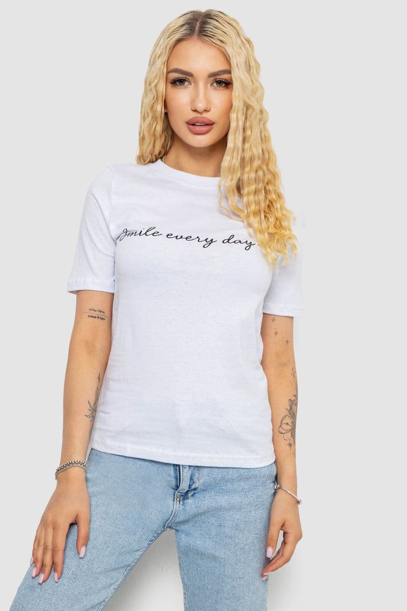Футболка жіноча з принтом, колір білий, 241R130 - зображення 1